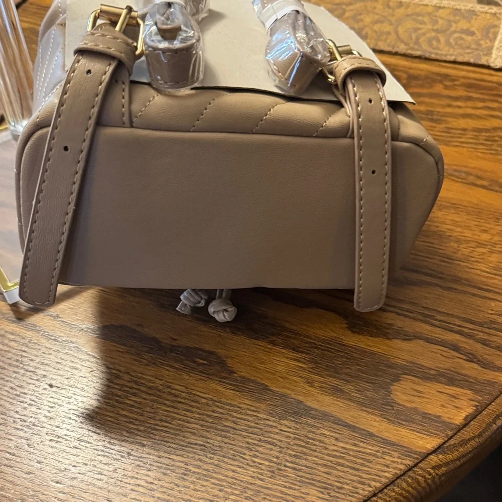 BeBes Hera Small Elegant Taupe‎ Backpack with Gold Accents